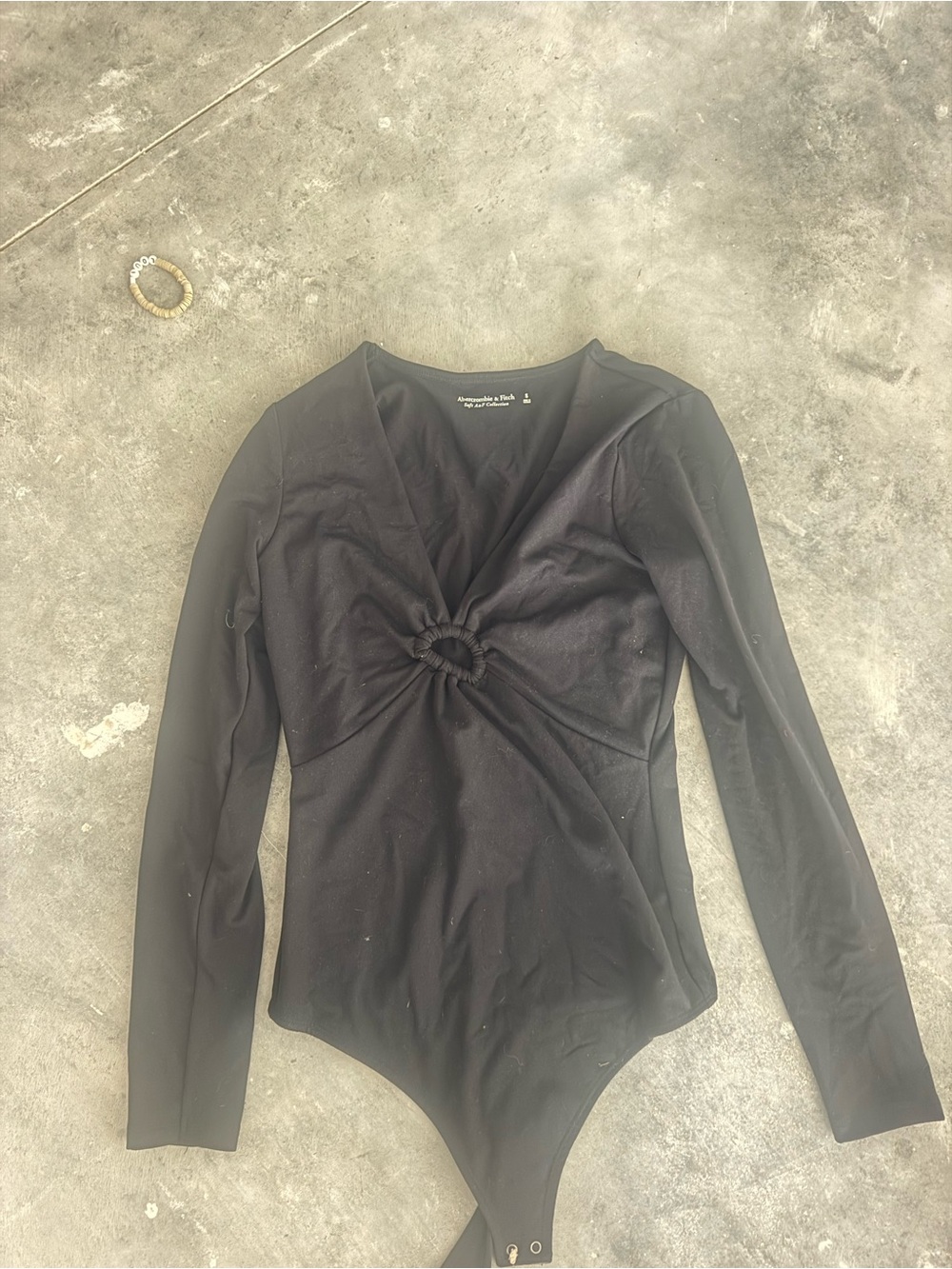 Abercrombie & Fitch Black Twist-Ring Long Sleeve Bodysuit